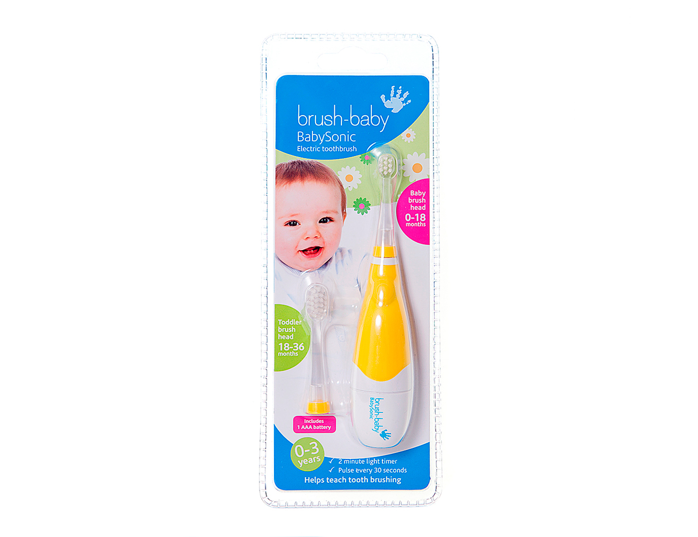 Звуковая щетка BabySonic от 0 до 3-х лет, желтая