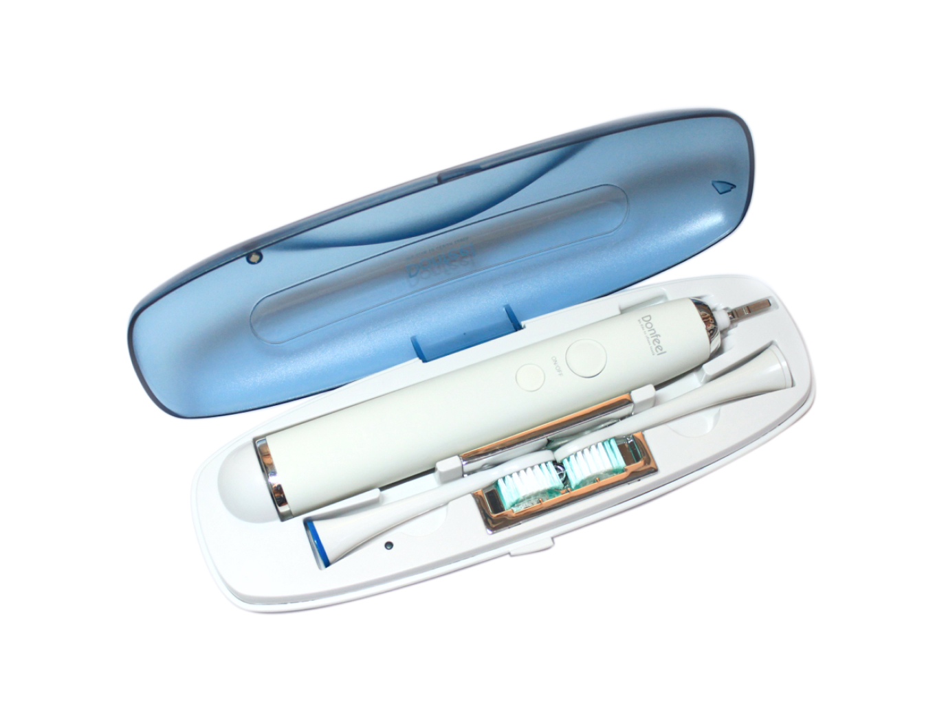 Электрическая ультразвуковая зубная щетка Donfeel HSD-010, белая, Эконом (2 насадки, футляр)