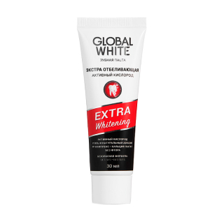 Зубная паста Global White Extra Whitening Active Oxygen And Charcoal, 30 мл
