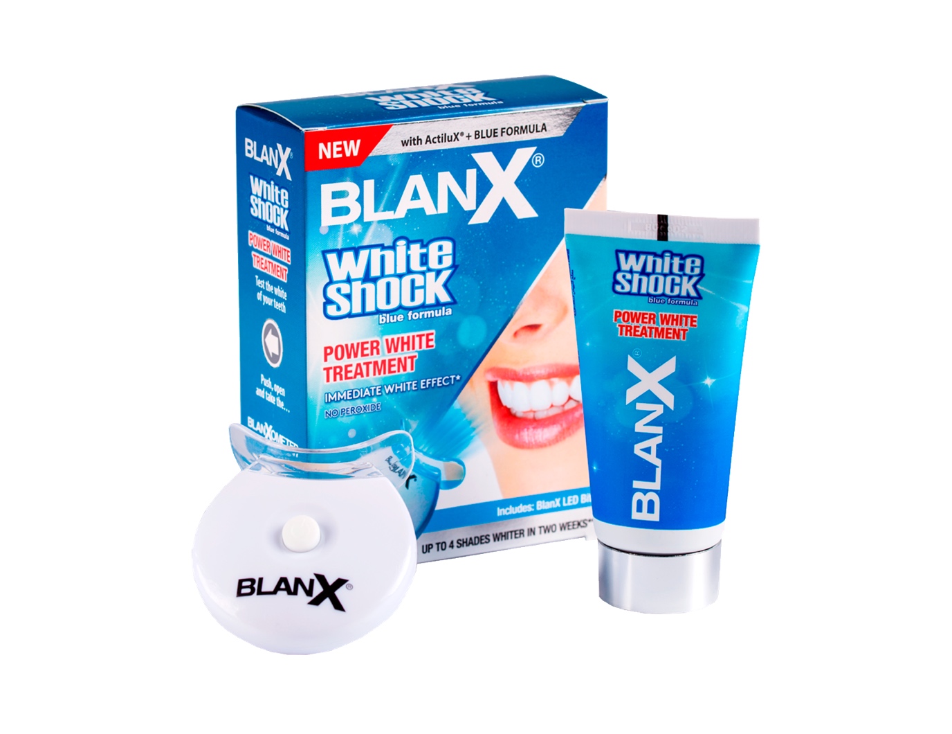 Зубная паста с индикатором BlanX White Shock Treatment + Led Bite