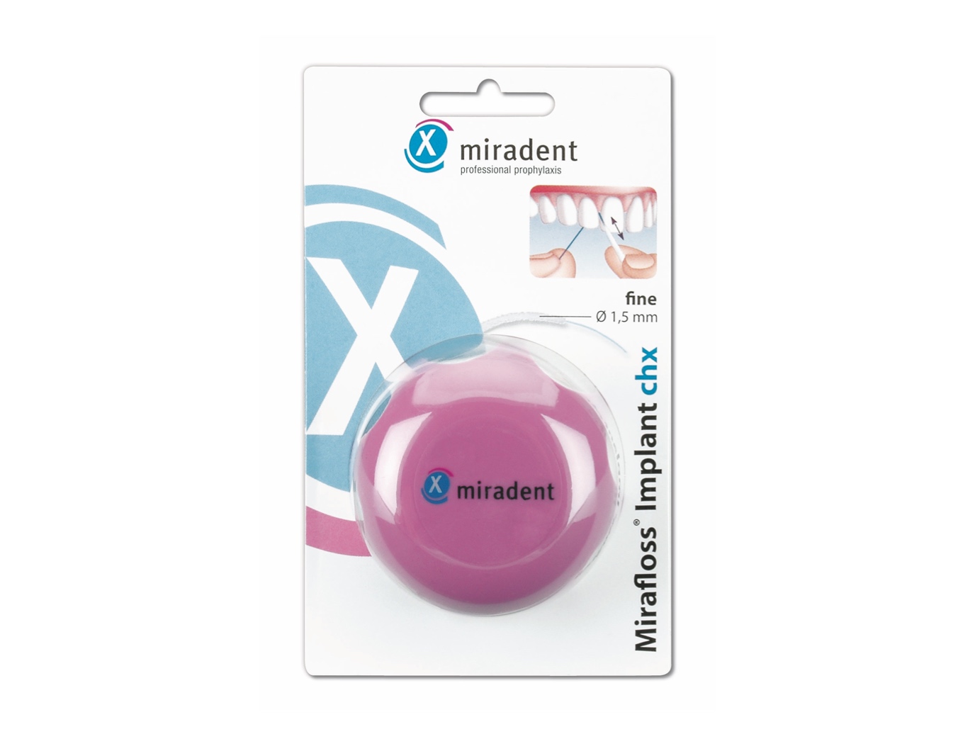 Зубная нить для имплантов Miradent® MIRAFLOSS CHX 1,5 mm