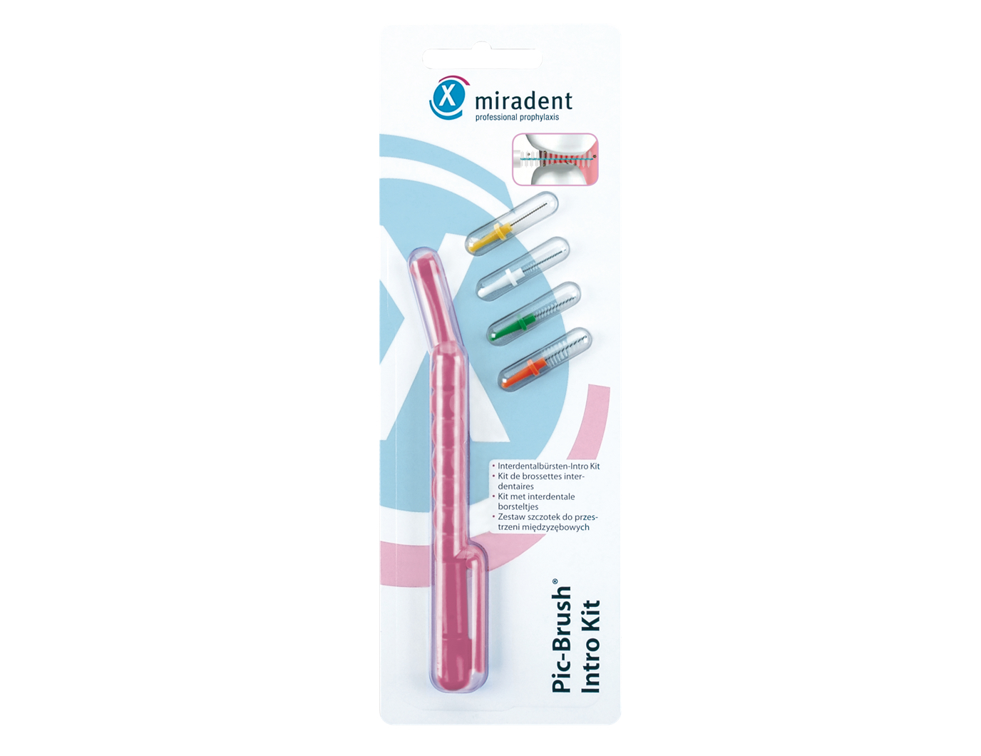 Щётка интердентальная Pic-Brush Intro Kit Miradent® с набором ершиков Розовая