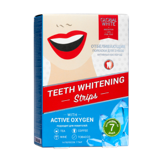 Отбеливающие полоски Global White для зубов с активным кислородом, за 7 дней