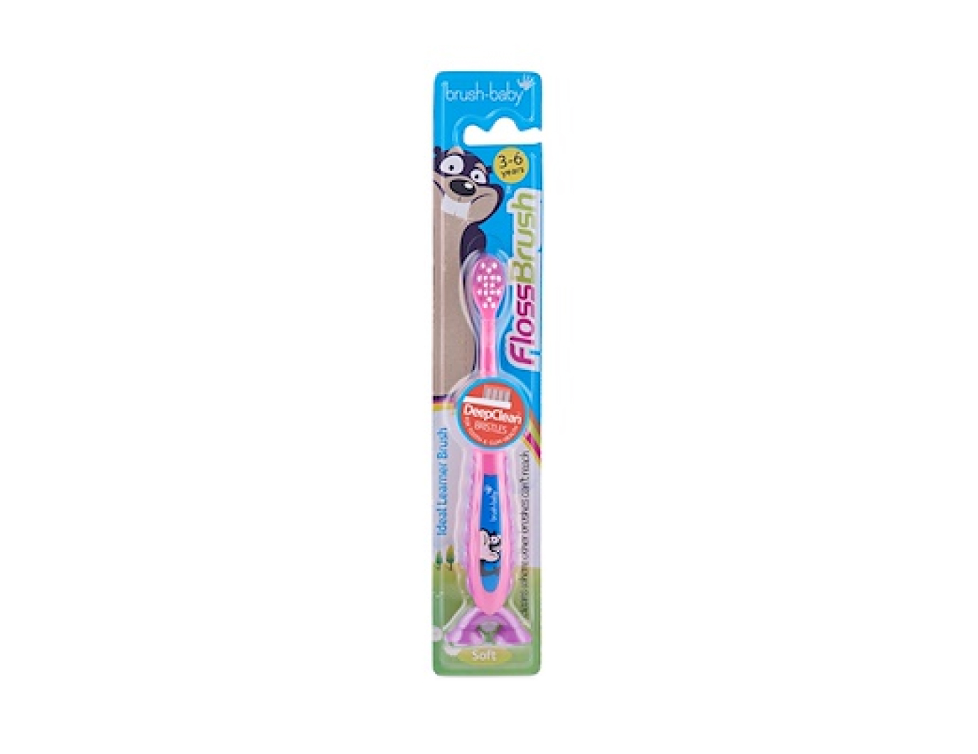 Детская зубная щетка Brush-Baby FlossBrush BRB211 от 3 до 6 лет, розовая
