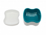 Denture Box - Бокс пластиковый 88*78*80 (белый с синей полосой)